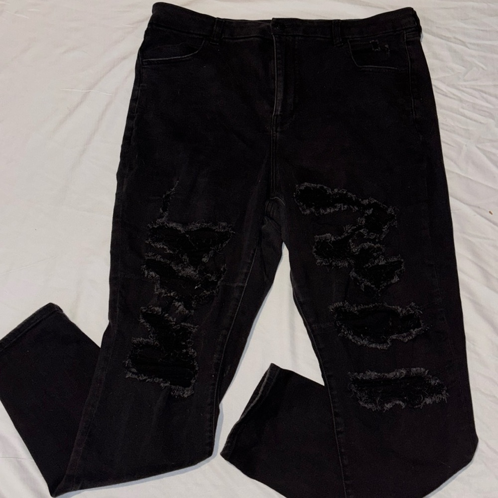 American eagle curvy high rise jegging jeans black in color